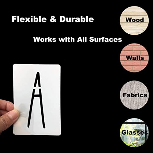 4 Inch Alphabet Letter Stencils for Painting - 70 Pack Letter and Number Stencil Templates with Signs for Painting on Wood, Reusable Skinny Letters Stencils for Chalkboard Wood Signs & Wall Art - size: 4 Inch