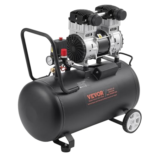 VEVOR Air Compressor, 15 Gallon Steel Tank, 2HP 5.3 CFM@90 PSI Oil Free Air Compressor & Max. 125PSI Pressure, 78dB Ultra Quiet Portable Compressor, for Auto Repair, Tire Inflation, Spray Painting - size: 15 Gallon