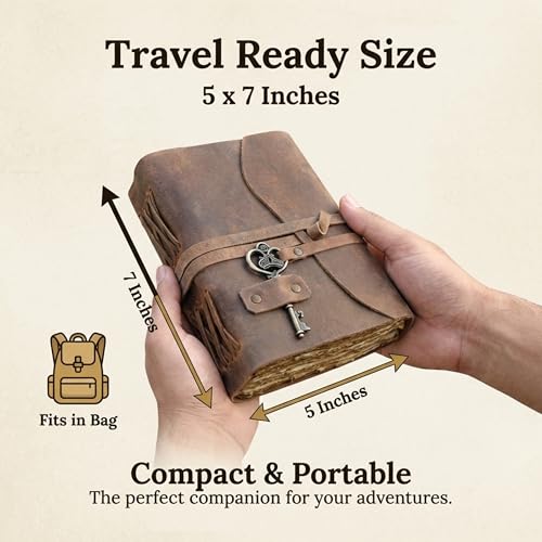 cuero Vintage Leather Journal - Antique Handmade Leather Bound journal with deckle edge paper for Men And Women Diary - Leather Sketchbook - Drawing Journal Notebook - Great Gift (5 by 7 inch) - size: 5 x 7 inches