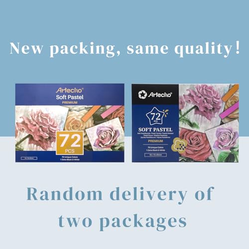 Artecho 72pcs Soft Pastels, 70 Colors | 4 Fluorescent Colors, Extra Free Black & White, Square Chalk, For Drawing, Blending, Layering, Shading - style: 70 colors long
