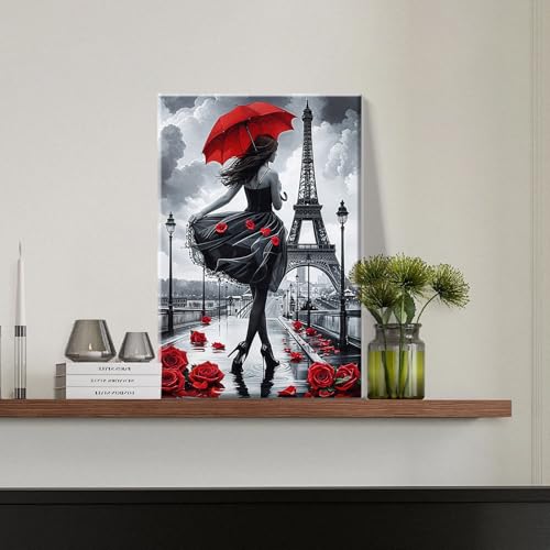 JOOZ Paint by Numbers Kit for Adults Eiffel Tower Paint by Numbers Kit with Frame DIY Girl Paint by Number with Easel Flowers Paint by Number Kits on Canvas for Gift Home Wall Decor 7.87x11.81 Inch - color: Eiffel Tower 052
