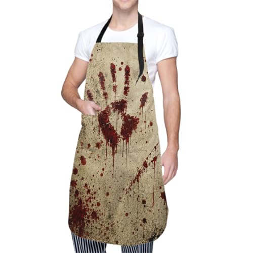 Giwawa Unisex Adult Apron Waterproof Stain Resistant Kitchen Cooking Apron with 2 Pockets for BBQ Grill Painting - color: Blood