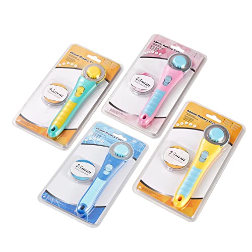 Rotary Cutter with 5pcs 45mm Rotary Blade, Bearing Design Rolling Cutter with Safety Lock for Fabric Sewing Quilting Cloth Leather Paper and Arts & Crafts(Pink) - color: Pink with Bearing, size: 45mm