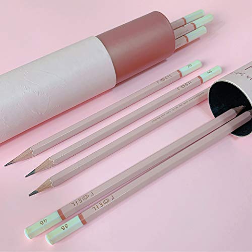 L'oeil Professional Soft Graphite Sketching Pencils Set of 12 (Selected 3H-10B) in Incense Cedar Wood for Pencil Drawing, Sketching, Shading for Beginners & Pros (Pink)