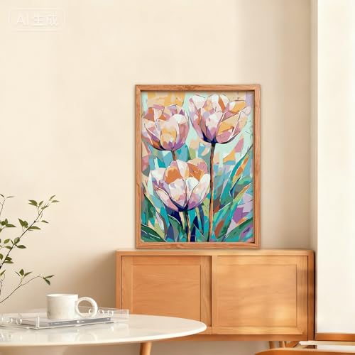 NAIMOER Tulips Paint by Numbers Kits for Adults Beginner, Flower Color by Numbers on Canvas Painting Craft Kits for Adults Without Frame, Easy Paint DIY Acrylic for Home Wall Decor 12 X16 Inch - color: Tulips