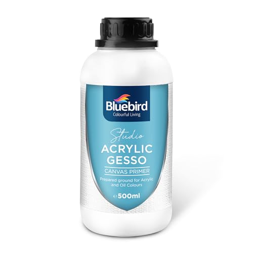BLUEBIRD Studio Acrylic Gesso - 17 Fl Oz / 500ML Studio Acrylic Paint Tube - White 6.76 Fl Oz / 200ML
