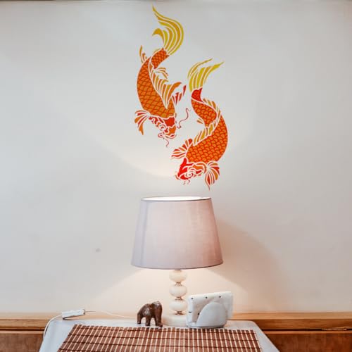 FINGERINSPIRE 4PCS Layered Koi Fish Stencils for Painting 8.3x11.7inch Large Koi Fish Painting Stencils Reusable Drawing Templates Animal Theme Stencil for Wood Fabric - color: Layered Koi Fish
