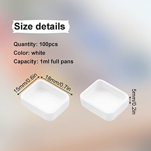 WANDIC Empty Watercolour Paint Pans, 100 Pcs White 1ML Paint Pans Plastic Paint Tins for DIY Watercolor Oils Watercolour Pans Replacements