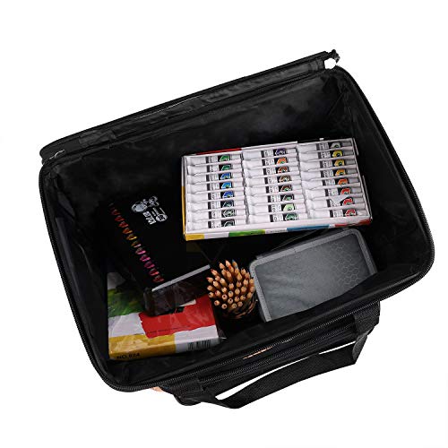 Starsouce Large Capacity Art Supply Organizer Tote Bag – Padded Craft Storage with Adjustable Shoulder Strap, Foldable Travel Caddy for Brushes, Markers, Sketchbook, Watercolor Palette & More - color: Newspaper