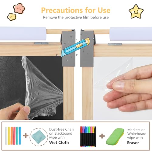 Kinder King Adjustable Wooden Kids Art Easel, Art Supplies, Storage (Grey) - color: Grey