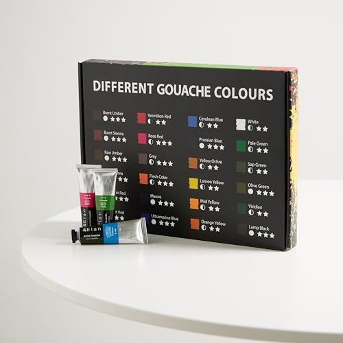 Elan Professional Gouache Paint Set, 24 Rich Colors Gouache Paint Tubes 1.7fl oz, Paints for Canvas & Crafts, Art Paints for Adults - color: Gouache, style: 24x1.7 Oz