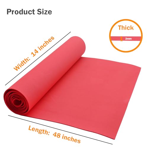 EVA Foam Roll | High Density 85kg/m3 | 2mm Thick | 48"x14" | Ideal for Cosplay, Crafts, DIY Projects (Red 6pcs) - color: Red 6pcs