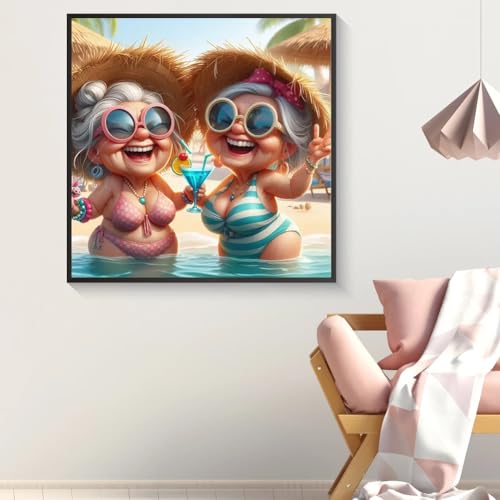 Old Girlfriend Diamond Painting Kits for Adults, 5D Diamond Art Painting by Numbers Kits, DIY Diamond Dots Art Kits, Full Round Drill Diamond Art Kits for Adults for Home Wall Decor, 14x14 inch - color: Old Girlfriend