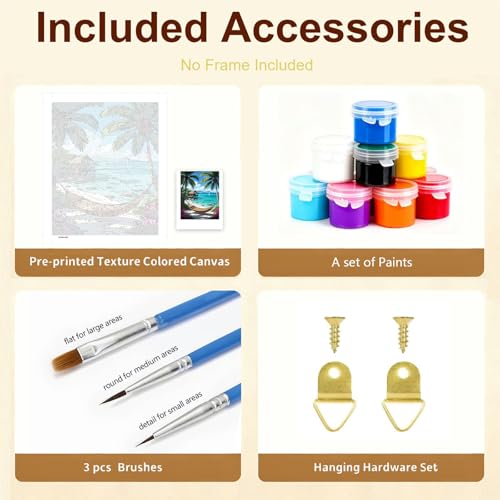 Gemozaic Beach Paint by Numbers Kit for Adults, 16 x 20 Inch, No Frame - color: MT22984