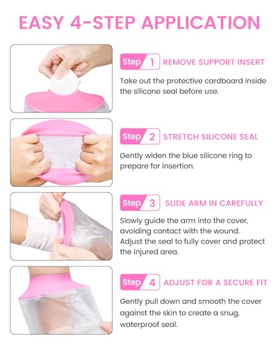 Waterproof Cast Cover for Shower Arm Kids, Soft Pink, Arm-S - color: Soft Pink, size: Arm-S (17" Length)