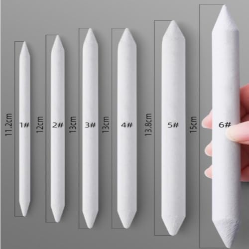 Anu Limen 12Pcs Rice Paper Blending Stumps for Drawing, Soft Sketch Smudging Sticks, White Paper Art Blenders for Shading and Detail Work