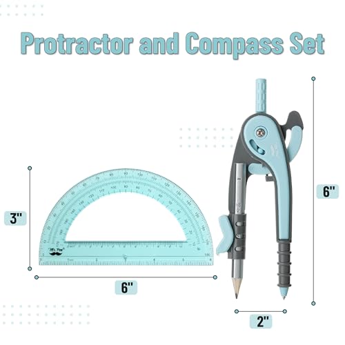 Mr. Pen- Geometry Compass and Protractor Set, 6 Inch Compass - color: Sky Blue, size: 1 Set
