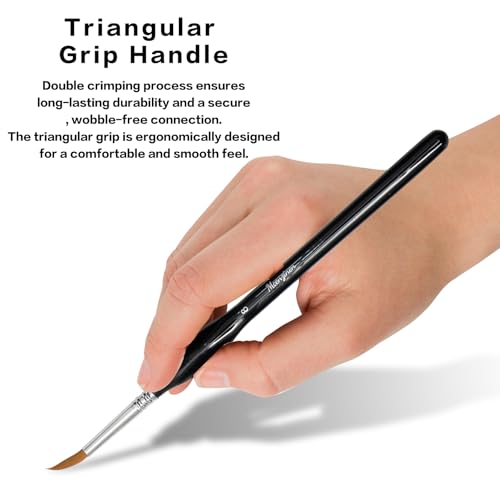 10 Pcs Exquisite Detail Paint Brush Set | Copper Tube, Double-Wire Binding, Birch Wood Triangular Grip for Oil, Watercolour, Acrylic & Digital Art - color: 10pcs Black Pointed Tip Paintbrushes Set