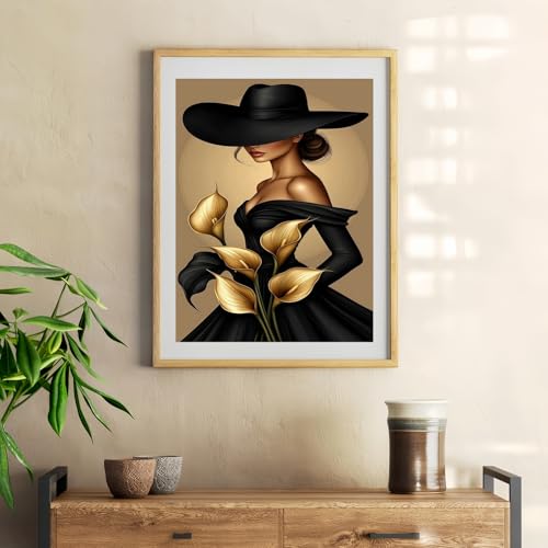 Mosaflare Elegant Lady Diamond Painting Kits for Adults 12x16 Inch | 5D Diamond Art for Beginners, DIY Full Round Drill Paint by Diamonds Dot Gem Art for Adult, Home Wall Decor - color: KM911-A-1