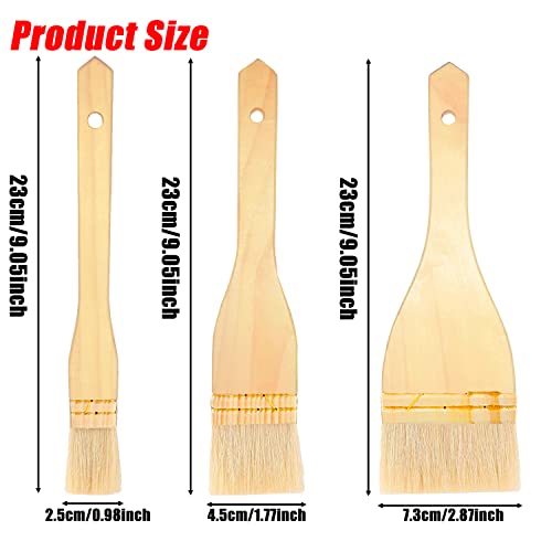 4 Pcs Flat Hake Brushes, Hake Paint Brush for Watercolor, Sheep Hair Brushes for Painting, Pottery, Baking, Large Area Flat Brush Set in Three Size