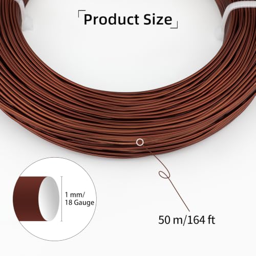 18 Gauge Aluminum Craft Wire, 164FT 1mm Bendable Metal Wire for Jewelry Making, Wreath Making, Beading(Copper Brown) - color: Copper Brown