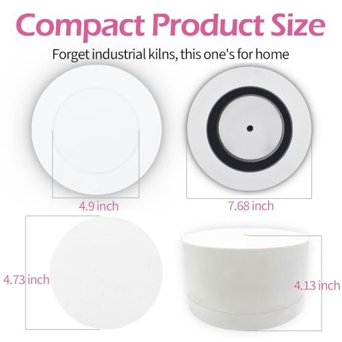 Alolti Microwave Kiln for Clay Pottery with 50 Pcs Kiln Paper, 7.7”Microwave Glass Kiln for Glass Fusing DIY, Mini Small Kiln Kits Jewelry Tools for Beginners at Home