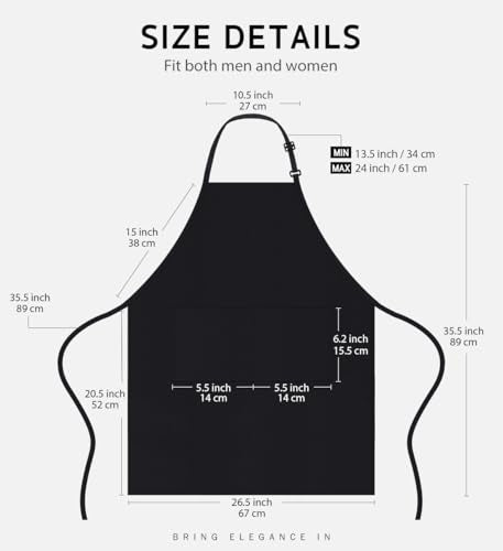 Syntus Apron for Men Women, Adjustable Cooking Kitchen Apron with 2 Pockets | Machine Washable, Firm Stitching, Stain Resistance, Long Tie Straps, 2 Pockets, Versatility, Unisex Use, Gift, BBQ - color: Basic Black, style: 2 Polyester
