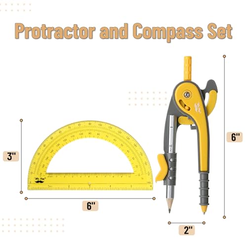 Mr. Pen- Geometry Compass and Protractor Set, 6 Inch Compass - color: Yellow, size: 1 Set