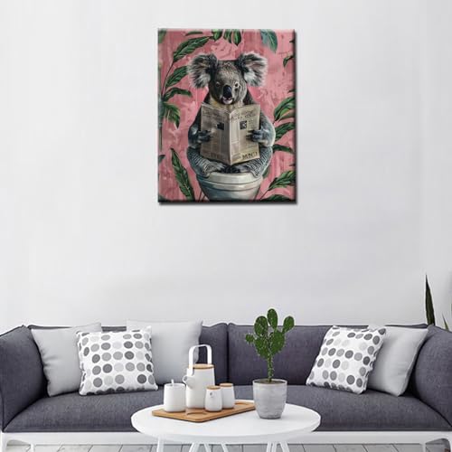 Cute Koala In Toilet Paint by Numbers for Adults Farm Animals Plant Painting Kits for Adults Canvas Acrylic Paint Drawing Paintwork with Paintbrushes Arts Craft Home Wall Decor16x20in Frameless - color: Paint By Number-closestool 10, size: 16''x20''(Frame