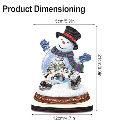 MVVMTOP Christmas Diamond Art Tabletop Decoration, DIY Snowman, Diamond Art 5D Special Shape Crystal Diamond Partial Diamond Art Painting Mosaic Handicraft, Home Office Tabletop Decor Gift - color: Christmas