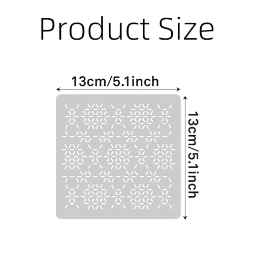 32 PCS Sashiko Stencil Kit, 5.1 x 5.1 Inch Plastic Geometric Sashiko Pattern Template Drawing Line Embroidery Pattern for Sewing Hand Quilting and Embroidery - size: 32PCS 5.1 x 5.1 Inch