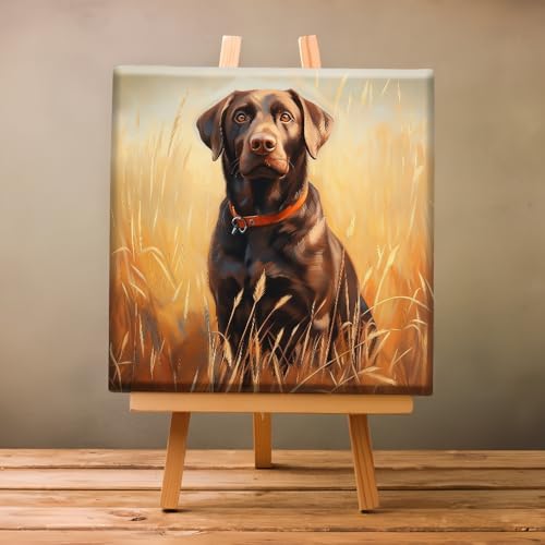Natuyalo Paint by Numbers Kit for Adults Beginner with Frame Easy Acrylic Painting on Canvas 12x12 Inch Framed Paint By Number Kits with Paints and Brushes, Black Dog in Rice Field - color: Color-07