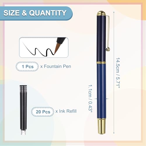 PATIKIL Calligraphy Brush Pens Refillable Brush Pen Set Chinese Hand Blue | Writing Marker Kits, with Fountain Black Ink Metal Clip, for Lettering Journaling Art Drawing - color: Blue