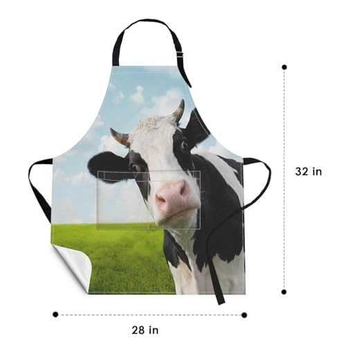 Britimes Apron with Pockets, 32x28 inch, for Women Men, Cow Green - color: Green