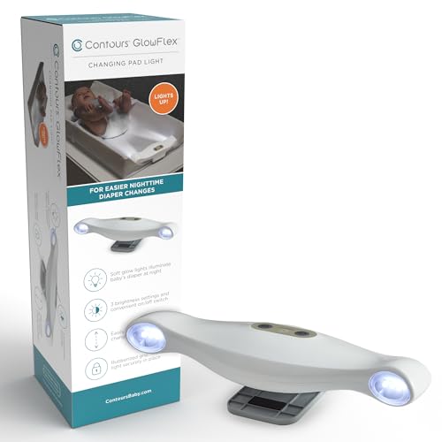 Contours GlowFlex Baby Night Light for Diaper Changes – Dimmable Soft Glow, Touch Control, Auto Shut-Off, Non-Slip Strap – Fits Sealy Baby & Select Changing Pads, Check Compatibility - style: Light ONLY