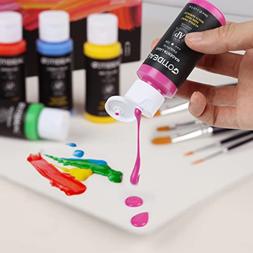 GOTIDEAL Acrylic Paint Set with 10 Brushes, 18 Colors (59ml, 2 oz) - color: 18 Colors