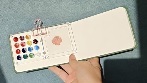 12 Color Grid Paint Box,Portable Sketchbook Palette,Watercolor Paint Palette for Drawing,Travel Paint Case, Gift for Painters Artists,Mixing Tray with a Clip (Transparent) - color: Transparent