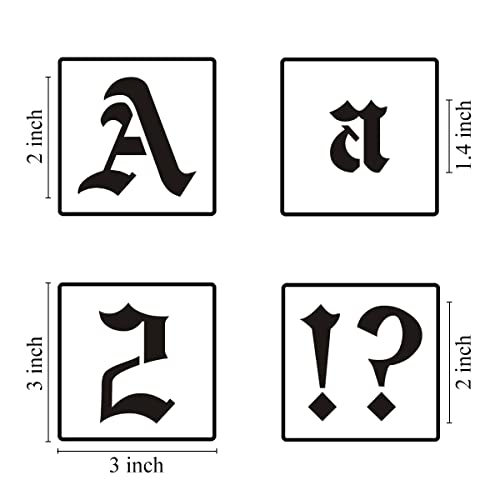 2 Inch Alphabet Letter Stencils for Painting - 70 Pack Old English Letter Stencil Templates with Numbers and Signs for Painting on Wood, Reusable Letters Stencils for Chalkboard Wood Signs & Wall Art - size: 2 Inch