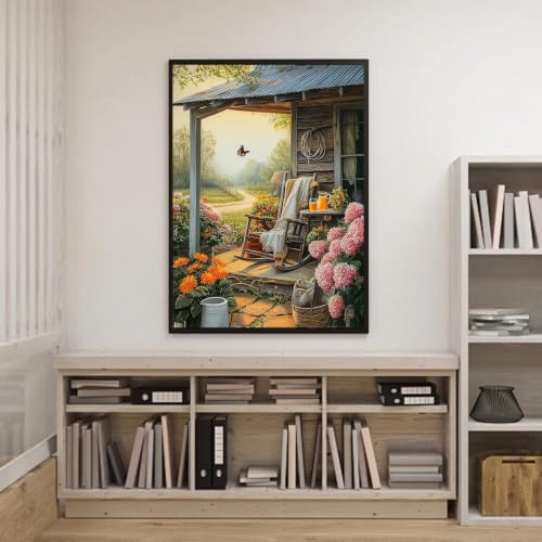 Landscape House Diamond Art Kits for Adults, Diamond Painting 12X16 Inch | Easy 5D Diamond Art Kits, Round Dots Full Drill, DIY Diamond Painting Kit for Adult Beginners, Home Wall Decor Gifts - color: Country 03