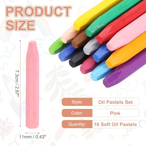 MECCANIXITY 16PCS Oil Pastels Set, Soft Oil Colored Drawing Pastels Chalk Vibrant Color for Artists Art Supplies for Beginners Teachers, Pink - color: Pink