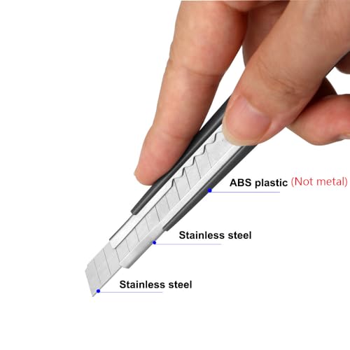 Gebildet 5pcs Professional Cutter - 9mm Snap Off Blades / 60 Degree Foil/Utility/Graphic Knife Set - Ideal for Foils, Wallpaper, Crafts, Cartons - color: Grey