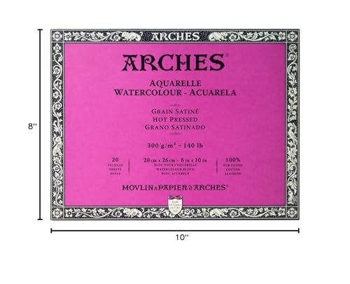 Arches Watercolor Paper Block, Hot Press, 8" x 10", 140 pound - size: 8"x10", style: Hot Press