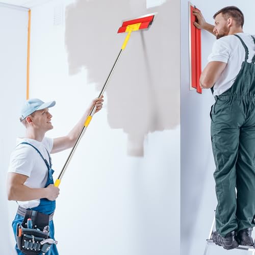 Drywall Skimming Blade Set with 30" - 48" Extension Handle 10in/16in/24in/32in Stainless Steel Skimming Blades for Wall Surface Smoothing Ideal for Drywall Plaster Wallboard Repair Joint - size: 10+16+24+32 inch