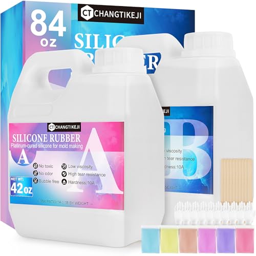 CHANGTIKEJI Silicone Mold Making Kit 84oz 10A Elastic Liquid Silica Gel,Translucent Fast Cure Platinum Silicone Rubber for Silicone Molds,3D Molds,Resin Molds - size: 84 OZ