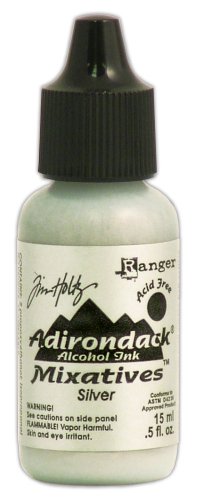 Ranger AAIS-22176 1/2 Ounce Adirondack Alcohol Ink Singles, Silver Metallic Mixative - color: Metallic Silver