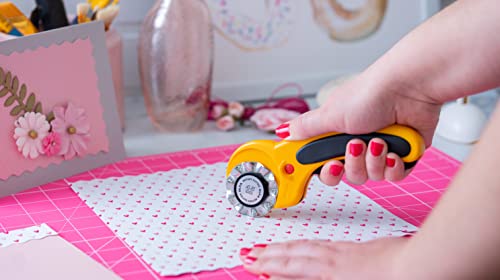 OLFA 12x18" Self-Healing Rotary Cutting Mat (RM-CG/PIK) - Pink | Self-healing, triple-layer heat welded, double-sided, rotary mat - Quilting and sewing - Quilters and Crafters - color: Pink