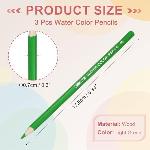 PATIKIL Watercolor Pencils, Light Green Color Pencil Set Sketch Coloring Drawing Colored Pencils Bulk Artist Drawing Supplies for Adult Coloring Book Blending, 3 Pcs - color: Light Green