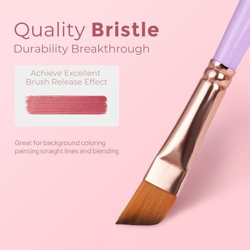 Nicpro 12pcs Artist Paint Brush Set, Paint Brushes for Acrylic Painting | Aesthetic Pastel Paintbrushes for Acrylic Oil Watercolor, Gouache, Craft, Face, Body, Art Supplies for Artists and Beginners - color: Macaron
