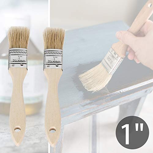 ETERNA 6Pack Household Chip Paint Brush 1inch 2inch 3inch Natural Bristles Wooden Handle Flat Brushes Set for Painting, Glue, Oil, Acrylic, Stain - color: 6 Pack- 1", 2", 3"