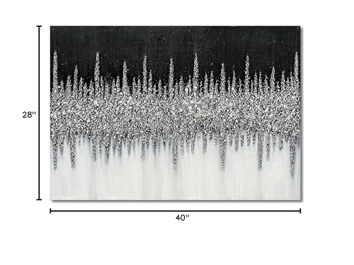 Art 28x40 inch Hand Painted Abstract Art Oil Painting in Black and Silver Texture Modern Wall Home Decoration Painting - color: Yi033